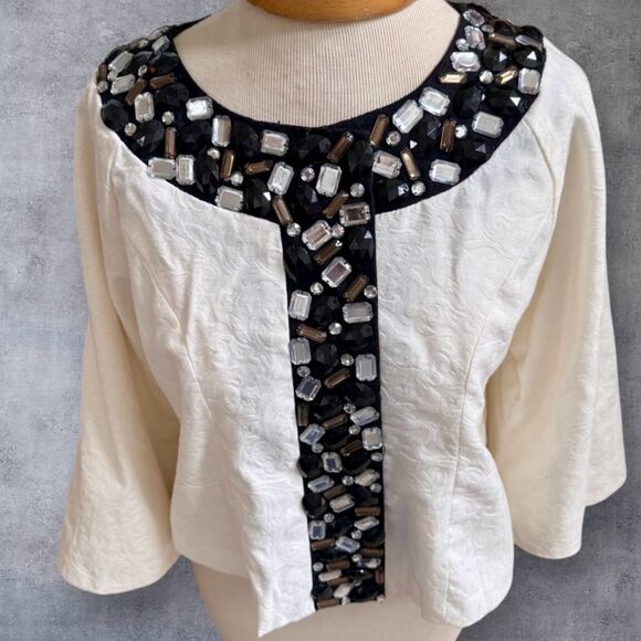 Romeo & Juliet Couture bejeweled waist length jacket. Size Med. - Picture 1 of 10